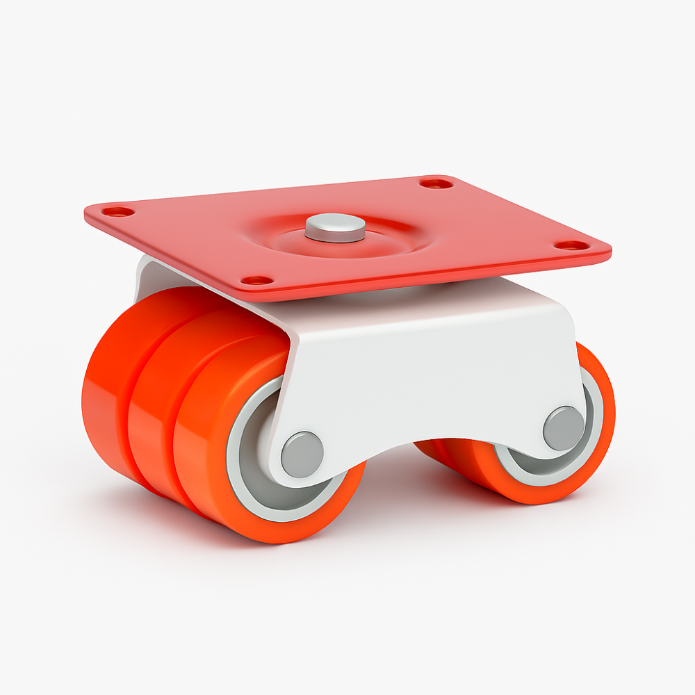 Six-Wheel Heavy-Duty Caster with Red Mounting Plate  Smooth Glide  360° Swivel  Furniture & Equipment Mobility